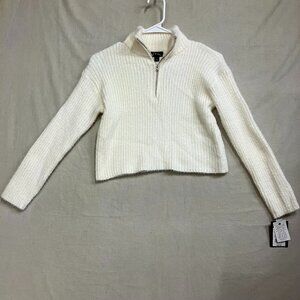 Art Class Girls Size Large Sour Cream Half Zip Mock Neckline Ribbed Knit Sweater